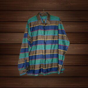 90sVintage Baracuta Fitted Excellence Stripe Long Sleeve Shirt, Large